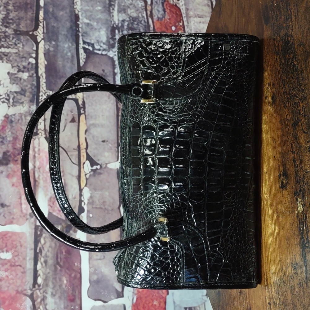 Vintage Vivace Croc Embossed Leather Satchel Bag